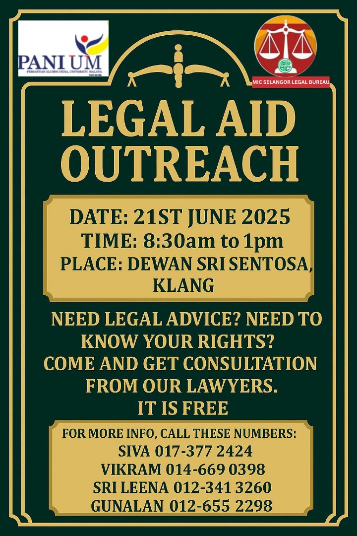Access to legal knowledge and justice should never be a privilege—it’s a right. That’s the driving force behind the upcoming Legal Aid Outreach Program, proudly organized by PANI UM and the Selangor MIC Legal Bureau.